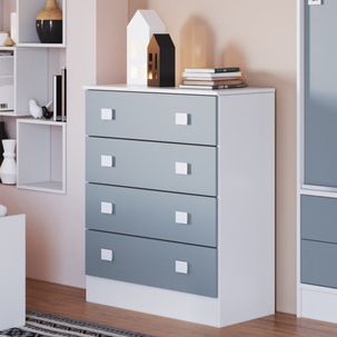 Cômoda Infantil 4 Gavetas Espresso Móveis Branco/Azul