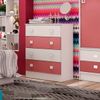Cômoda Infantil 4 Gavetas Espresso Móveis Branco/Rosa