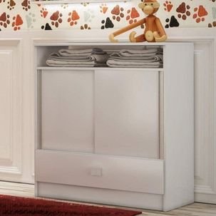 Cômoda de Bebê 2 Portas de Correr 1 Gaveta Branco