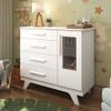 Cômoda Infantil 1 Porta com Janela 4 Gavetas em MDF Kakau Retrô Branco Brilho