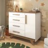 Cômoda Infantil 1 Porta 4 Gavetas em MDF Kakau Retrô Branco Brilho/Carvalho