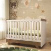 Berço Mini Cama Retrô Branco Brilho/Carvalho