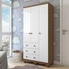 Guarda Roupa Infantil 3 Portas e 3 Gavetas 100% MDF Mimo Branco Brilho/Carvalho