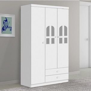 Guarda-Roupa de Bebê 3 Portas 2 Gavetas Alvin Branco