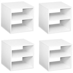 Conjunto 4 Nichos Cubo com 1 Prateleira Montana Kit Cubos Baby Espresso Móveis Branco