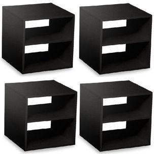 Conjunto 4 Nichos Cubo com 1 Prateleira Montana Kit Cubos Baby Espresso Móveis Preto