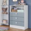 Cômoda Infantil 3 Gavetas e Nicho 1330 Espresso Móveis Branco/Azul
