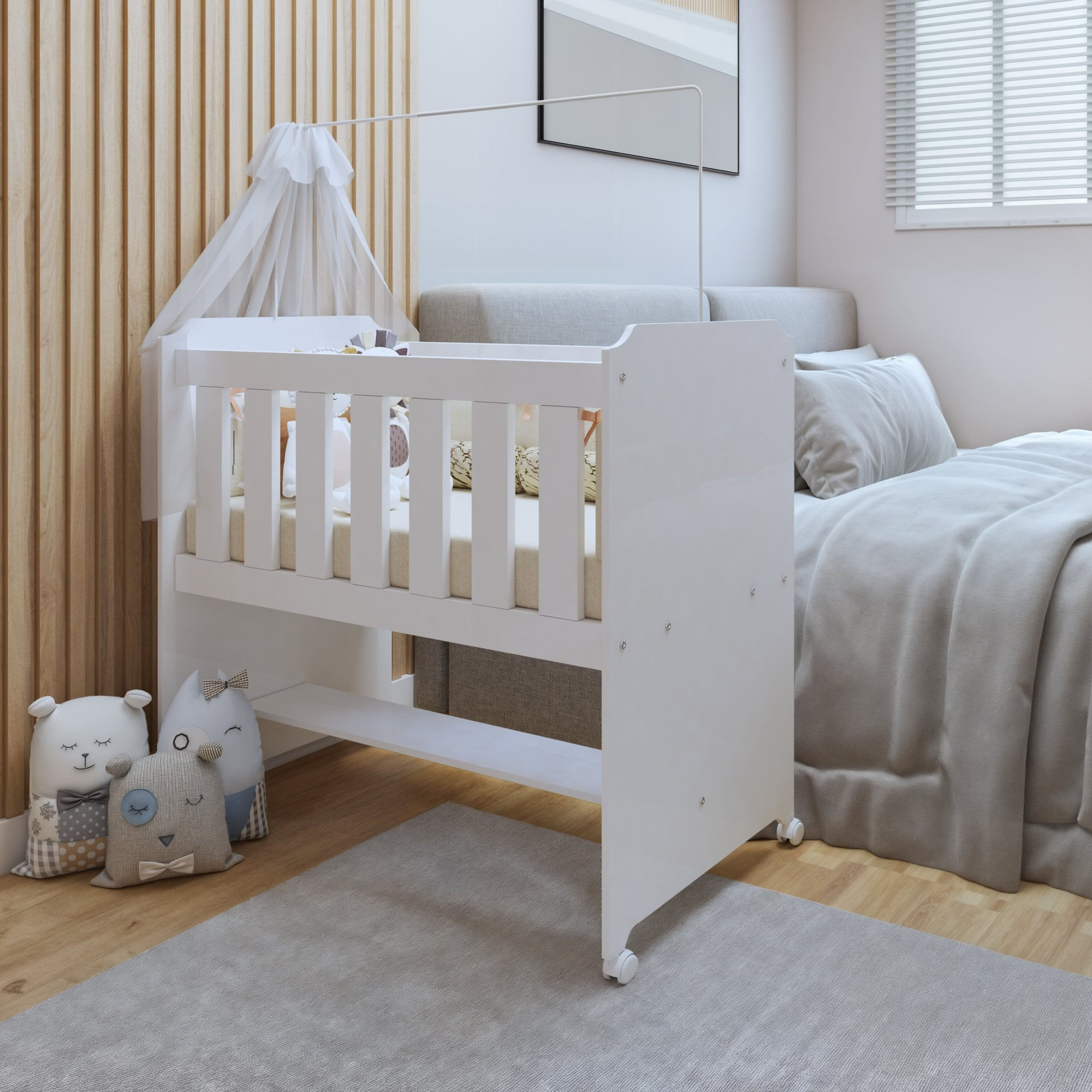 Mini Berço 100% MDF com Colchão Yescasa Branco