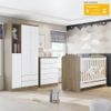 Quarto de Bebê com Guarda-Roupa 3 Portas Cômoda e Berço 3 em 1 Lápis de Cor Espresso Móveis Branco/Rústico