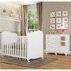Quarto de Bebê com Cômoda 1 Porta com Janela e Berço 100% MDF Uli Branco Brilho