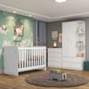 Quarto de Bebê Berço  Guarda-Roupa e Cômoda Sonho Encantado Espresso Móveis Branco