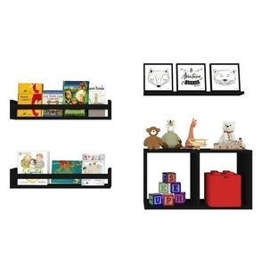 Conjunto com 1 Nicho e 3 Prateleiras Trini Preto