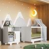Quarto de Bebê 100% MDF com Berço Minicama e Cômoda Flocos Branco
