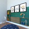 Conjunto com 1 Mesa Dobrável 80cm e 3 Nichos Carvalho Mel