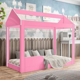 Cama Infantil 160cm Casinha Montessoriana Crystal Rosa