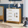 Cômoda 4 Gavetas 1 Porta Fly 100% MDF Branco/Madeirado Ypê