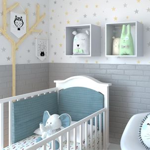 Conjunto com 2 Nichos Quarto Infantil Cinza Cristal