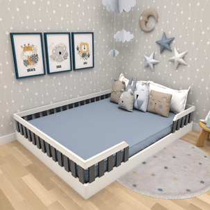 Cama Infantil Montessoriana Cori Casal Yescasa Branco/Preto