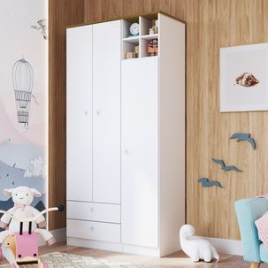 Guarda Roupa 3 Portas 2 Gavetas House Branco