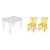 Conjunto Infantil Mesa 68x52cm com 2 Cadeiras Madeira Maciça Branco/Amarelo