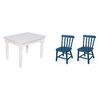 Conjunto Infantil Mesa 68x52cm com 2 Cadeiras Madeira Maciça Branco/Azul