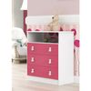 Cômoda de Bebê 3 Gavetas 1 Nicho Arco-íris Branco/Rosa