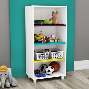 Nicho/Estante Infantil Arco-Íris 3 Prateleiras Branca/Colorida