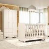 Quarto de Bebê com Guarda Roupa e Berço Americano 3 em 1 Pirueta Espresso Móveis Branco Brilho