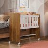 Mini Berço 100% MDF com Rodízios Branco/Ypê
