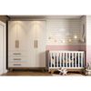 Quarto de Bebê Completo com Berço e Guarda Roupa 100% MDF Jolie Retrô Branco Brilho/Carvalho