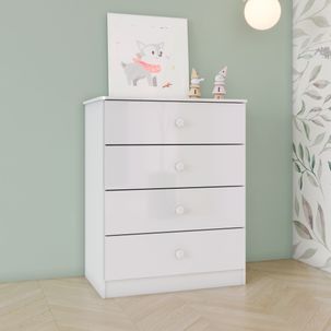 Cômoda Infantil 4 Gavetas Sonho Encantado Espresso Móveis Branco