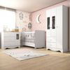 Quarto de Bebê Completo com Guarda Roupa e Cômoda com Janelas e Berço Americano Ben Branco Brilho