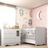 Quarto de Bebê com Berço Americano 3 em 1 e Cômoda 1 Porta com Janela Ben Branco Brilho