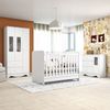 Quarto de Bebê Completo com Guarda Roupa e Cômoda com Janelas e Berço 3 em 1 Pirueta Espresso Móveis Branco Brilho