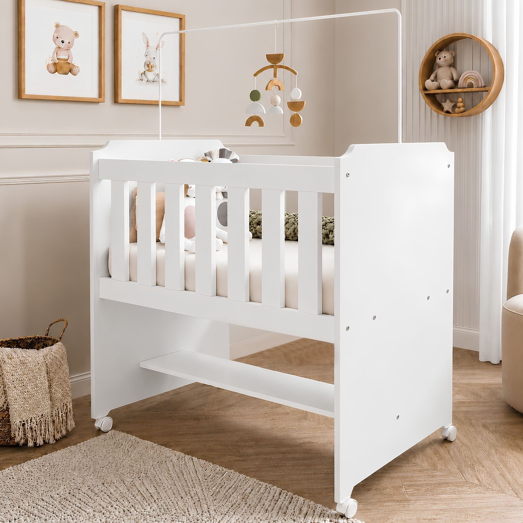 Mini Berço 100% MDF com Colchão Léo Yescasa Branco