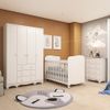 Quarto de Bebê Completo 1 Berço Americano Uli 1 Guarda Roupa Júnior 1 Cômoda Júnior Branco Brilho