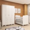 Conjunto para Quarto de Bebê 1 Berço Americano Uli 1 Guarda Roupa Júnior Branco