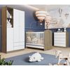Quarto de Bebê com 1 Guarda Roupa 1 Cômoda e Berço 3 em 1 Abracadabra Espresso Móveis Rústico/Branco