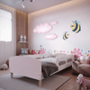 Cama Solteiro Jardim Com Protecao Montessoriana Branco/Rosa