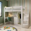 Cama Infantil com Escada 1 Escrivaninha e 2 Armários 5 Portas Leo Yescasa Branco