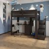 Cama Infantil 1 Escrivaninha e 2 Armários 5 Portas Stella Yescasa Preto