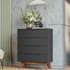 Cômoda Solteiro Retrô 4 Gavetas Alpi Preto
