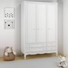 Guarda Roupa Infantil 3 Portas 4 Gavetas Versailles Branco