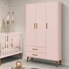 Guarda Roupa Infantil 3 Portas 2 Gavetas Isis Rosa
