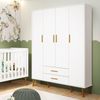 Guarda Roupa Infantil 4 Portas 2 Gavetas Isis Branco
