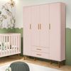 Guarda Roupa Infantil 4 Portas 2 Gavetas Isis Rosa