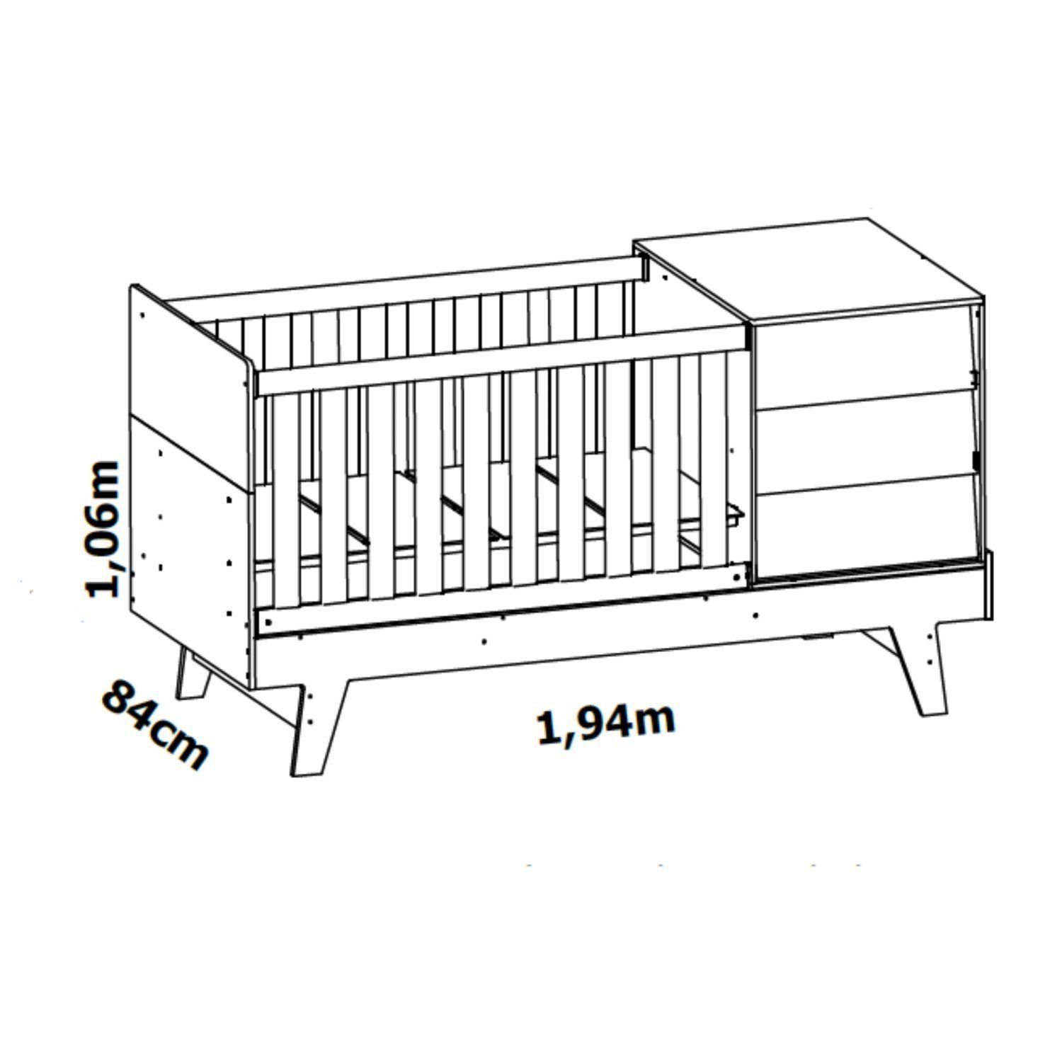 Encontraproduto.com.br - Berço Americano Com Mesa De Cabeceira Prince Areia Fosco