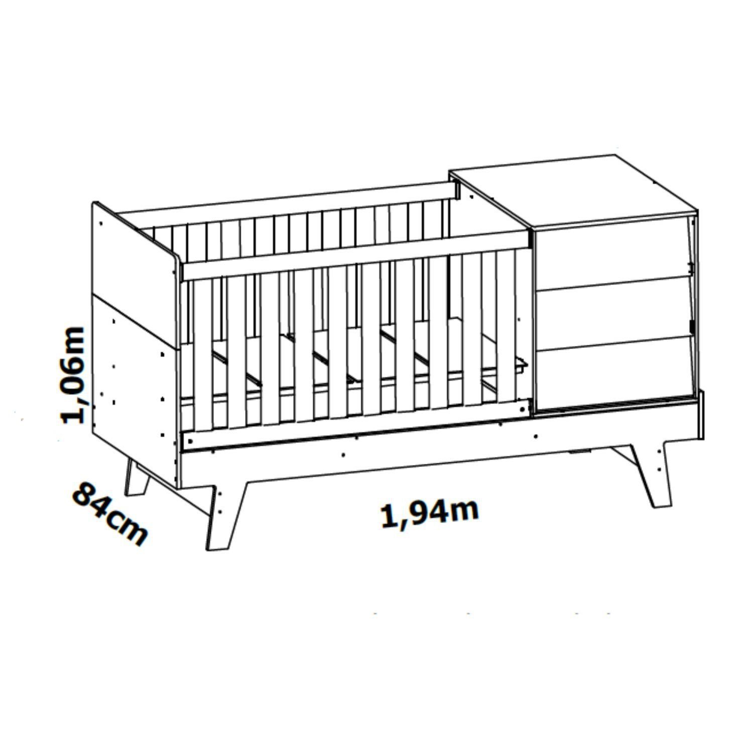 Encontraproduto.com.br - Berço Americano Com Mesa De Cabeceira Prince Areia Fosco/Savana