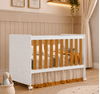 Berço Katatau 3 em 1 para Colchão 130x 70cm 100% MDF Branco Fosco/Savana Branco Fosco/Savana