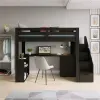 Cama Alta Infantil/Juvenil Star Plus Office Multifuncional Casatema Preto